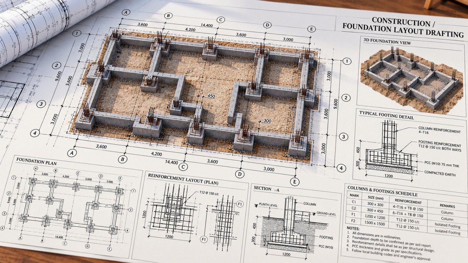 Construction / Foundation Layout Drafting